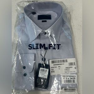 David Donahue Blue Slim Fit Dress Shirt.